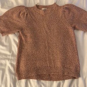 Universal Thread Beige Short Sleeve Crewneck Knit Sweater. Size Small